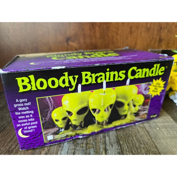 NIB Vintage Bloody Brains Candle Halloween Decor Skulls 90s‎ Oozing Horror New - Picture 5 of 9